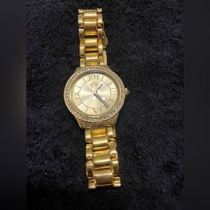 Premier Designs Goldtone Watch w/Crystal Bezel. 7”